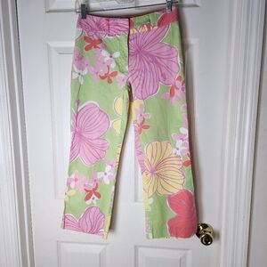 Lilly Pulitzer Floral Print Capri Pants Womens 0‎